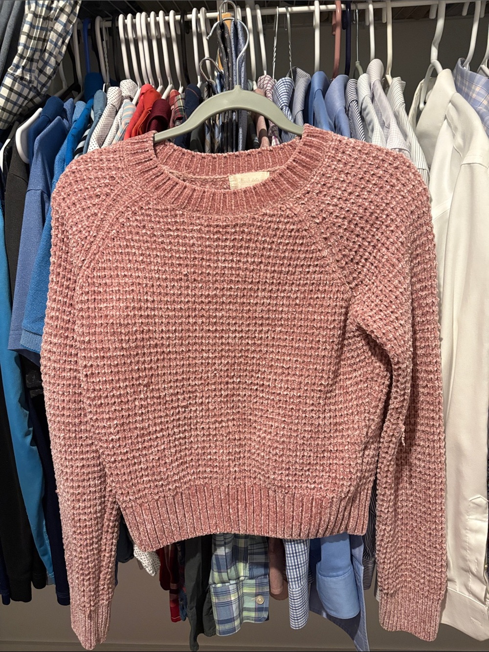 Altar'd State Blush Pink Waffle Crewneck Sweater